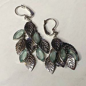 Metal Feather Dangly Earrings